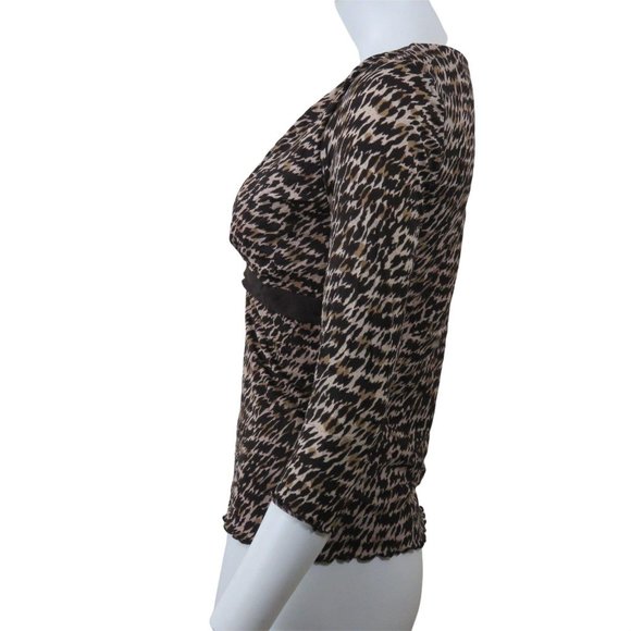 Vintage INC Sheer Stretch Mesh Brown Top Size S Empire 3/4 Sleeve - Picture 6 of 11